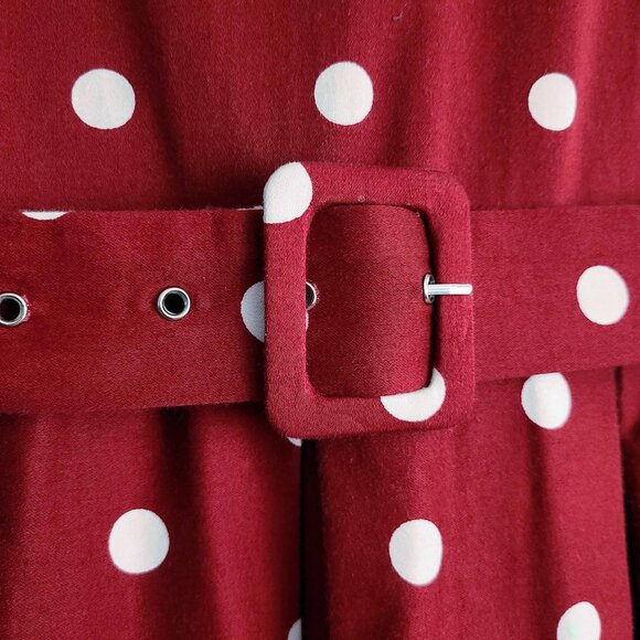 DOLLY & DOTTY “Annie” 50's Polka Dot Dress ~ Burgundy/White. Size US 18 NWOT - Picture 8 of 14